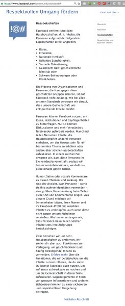 Facebook Gemeinschaftsstandards