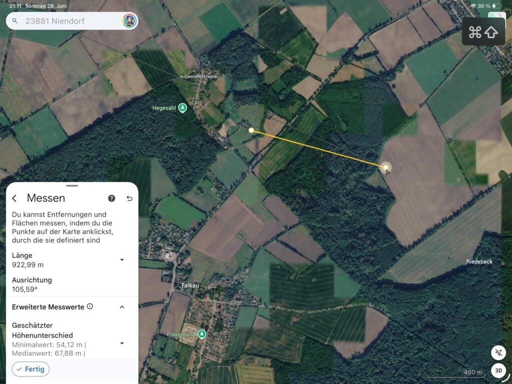Entfernung Schretstaken WEA Nord